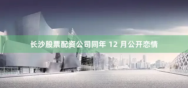 长沙股票配资公司同年 12 月公开恋情