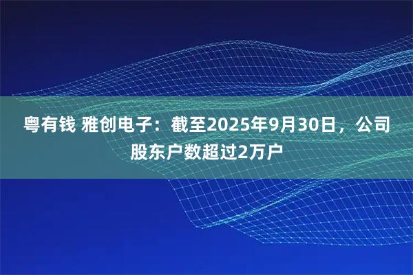 粤有钱 雅创电子：截至2025年9月30日，公司股东户数超过2万户